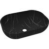 BAIKAL Lavandino sopra piano | Ovale | Nero Marquina | Ceramica | 46 x 33 x 13,5 cm | Senza foro per rubinetto | Lavabo da bagno | Spedizione con imballaggio rinforzato