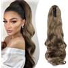Gairyan 50cm Coda Capelli Extension con Pinza Biondo Cenere Posticci per Capelli Sintetici Coda di Cavallo Claw Ponytail Coda Capelli Extension Clip Ricci Mossi Ondulati Lunghi Parrucchino
