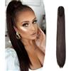 Gairyan 60cm Coda Finta Capelli Extension Lisci con Pinza Posticci per Capelli Sintetici Extension Coda Capelli Lunghi Clip Coda di Cavallo Claw Ponytail Parrucchino Naturale, Marrone Cioccolato