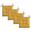 IlGruppone Il Gruppone Passione Casa Set 4 Cuscini Sedie 4 Punti Coprisedie Effetto Velluto con Lacci Prodotto Italiano Tinta Unita 4 Pezzi Cuscino Cucina Sala da Pranzo Soggiorno Imbottitura 5Cm - Ocra