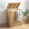 [en.casa] Portabiancheria Bagno Lavanderia Cesto in Bambù con Sacco Rimovibile Raccogli Bucato con Apertura a Ribalta 64 x 53 x 39 cm Capienza 2x 48 L