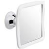 Mirrorvana Specchio da doccia antiappannante per rasatura con ventosa, senza adesivo - specchio portatile per barba in plastica infrangibile, Fogless Shower Mirror - 16cm x 16cm (Bianco)