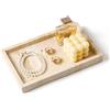 WORHE Vassoio di cortesia in pietra travertina italiana per gioielli, profumo, trucco, candele, vassoio decorativo in marmo naturale per bagno, cassettiera, organizzatore di stoccaggio