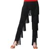 inlzdz Pantaloni con Frange Donna Leggings Elasticizzati con Nappe Pantaloni da Ballo Latino Americano Tango Rumba Abiti da Competizione di Danza Salsa Samba Nero XXL