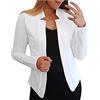 TDEOK blazer corto da donna - blazer - giacca corta da donna elegante - cardigan, giacca estiva leggera, corta blazer sciancrata, giacca corta blazer bolero costume giacca per abito, bianco, M