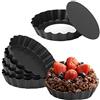 Cyimi Mini Tart Pan Set di 6, antiaderente 10,2 cm Quiche, fondo rimovibile Tart Pan, Teglie per Crostate, Formaggio, Dessert e molto altro (10,2 cm rotondo)