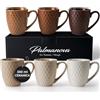 MIAMIO - 6 x 350 ml - Set di tazze da caffè - Tazza moderna in ceramica - Tazza da caffè grande - Collezione Palmanova (Beige)
