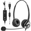 Wantek 602N Cuffie USB/Type-C Con Microfono Antirumore - Stereo Compatte Con Controllo Chiamate, Comode Per Computer, Laptop, Call Center