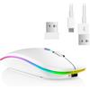 Generico mouse wireless ricaricabile bluetooth, ergonomico mouse gaming senza fili 3 DPI retroilluminato a 7colori con ricevitore USB 2,4GHz per PC Mac (BIANCO)