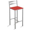 ASTIMESA Sgabello alto da cucina con strisce orizzontali, seduta 70 cm, in similpelle rossa
