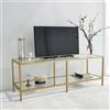 Dmora Mobile Porta Electra, Credenza da Soggiorno, Armadio Basso per TV, Base Parete attrezzata, 130x40h45 cm, Oro