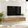 Dmora Mobile Porta Thebe, Credenza da Soggiorno, Armadio Basso per TV, Base Parete attrezzata, 180x32h30 cm, Quercia, Pannello melaminico 18mm