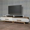 Dmora Mobile Porta Phec, Credenza da Soggiorno, Armadio Basso per TV, Base Parete attrezzata, 205x37h50 cm, Noce e Bianco