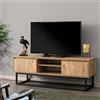 Dmora Mobile Porta Themis, Credenza da Soggiorno, Armadio Basso per TV, Base Parete attrezzata, 140x40h50 cm, Nero e Quercia