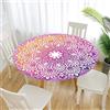 Morbuy Tovaglia Rotonda Antimacchia, Mandala Tovalie da Tavola con Bordo Elastico, Lavabile Copritavolo Elastico per Cucina Giardino Feste (Diametro 130cm,Rosa)