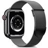 Higgs Cinturini Compatibile con Cinturino Apple Watch 49mm 46mm 45mm 44mm 42mm Donna Uomo, Cinturino Magnetiche Regolabili Doppie per iWatch Series 10 9 8 7 SE 6 5 4 3 2 1, Liscio Maglia Milanese Nero