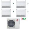 Mitsubishi Climatizzatore Condizionatore Mitsubishi Pavimento Serie M MFZ-KT Quadri Split Inverter 9000 + 9000 + 9000 + 9000 BTU con U.E. MXZ-4F72VF NOVITÁ Classe A++/A+