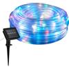 BRILONER - Striscia LED RGB solare 10 metri, luce colorata, catena luminosa solare impermeabile per esterni, striscia LED con 2 modalità di luce, tubo LED per esterni, nastro LED solare, trasparente