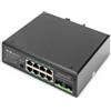 Digitus Switch industriale a 8 porte Gigabit PoE, non gestito, 2 uplink