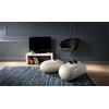 STONES HOME FURNITURE, Tavolino Salotto Moderno Base Ovale in Compensato Marino Ricoperto da Pietra Fossile White Agata, Modello Sasso Small, Colore Beige, 75 x 50 x h 27 cm