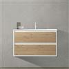 Mielearredo Mobile Bagno Sospeso con Cassetti cm.100 ZAO Cemento/Rovere Oro con Lavabo in Ceramica e Specchio