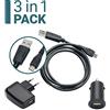 Slabo 3in1 Set di Ricarica per Motorola Moto E5 | E5 Plus | e6 Plus | E6 Play | e6s | G5s | Plus | g8 power Lite Starter Set Cavo Dati Micro USB | Mini Adattatore di Ricarica per Auto | Slim - Nero