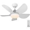 BAKAJI Ventilatore da Soffitto 5 Pale Lampada con Luce LED e Telecomando 76 cm Bianco