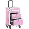BAKAJI Trolley Makeup in Alluminio Valigetta Trucco Estetista Beauty Case Rosa