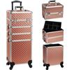 BAKAJI Trolley Makeup 4in1 Valigetta Oro Trucco Estetista Beauty Case Ruote Staccabili