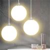 BAKAJI Lampadario Lampada Sospensione Sfera 25 cm Design Moderno Paralume Vetro E27