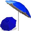 BAKAJI Ombrellone da spiaggia Alluminio 2 mt con Snodo tessuto Polyestere BLU Palo 32