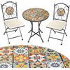 BAKAJI Set Tavolo e Sedie Pieghevoli con Cuscino Design Mosaico Arredo Esterno Giardino