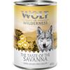 Wolf of Wilderness The Taste Of 6 x 400 g umido per cane - The Savanna - tacchino, manzo, capra