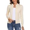Aottori Maglione Donna con Zip Cardigan Cerniera Leggero Golfino a Maniche Lunghe Giacca in Maglia Elegante Pullover Aperta Casual per Primavera Autunno Albicocca M