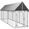 Gecheer Canile,Gabbia,Box,Cuccia,per Cane,da Esterno,in Acciaio,con Tetto,400x100x150 cm,Gabbia Grande Cani Acciaio,Gabbia per Cani Taglia Grande,Box Cani Esterno,Recinti per Cani