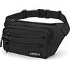 Sarsumir Marsupio Uomo Donna Marsupio Running con 6 Zip Tasche Marsupio Sportivo con la Tracolla Regolabile per Escursionismo Running Ciclismo Campeggio, Nero