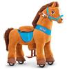 PonyCycle Essenziale Modello E Cavallo Cavalcabile per Bambini con Ruote Pony Cavalcabile per Bambini (con Freno/Taglia 3 per 3-4 Anni) Peluche Cavallo Marrone Chiaro - E337