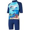 Speedo Bambino Learn To Swim Sun Protection Top & Short Rash Guard Shirt, Harmony Blu/Bondi/Becah Blu/Bianco, 9-12 M