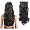 UILYNIU Extension Capelli Veri Clip Nero Naturale Estensioni Lisci Sintetici Posticci per Donna Ricci Ondulati (Nero)