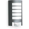 Steinel Lampada da Esterno L 12 S, Illuminazione esterna da Parete con sensore 180°, Ingresso casa, E27, Aluminium