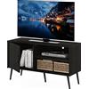 Furinno Claude Porta TV in Stile metà secolo con Gambe in Legno, Un Mobile e Due Ripiani, ingegnerizzato, Espresso, 110(W) x 62.8(H) x 42.7(D) cm