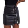 HUyydza Gonne in Pelle da Donna con Borchie Decor Minigonna a Vita Alta Minigonna in PU con Spacco a Linea Streetwear Gonne Bambina Lunghe