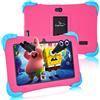 EagleSoar Tablet Bambini Android 12, 7 Pollici, Quad-Core 2GB+32GB, WiFi, Bluetooth, Controllo Parentale, da 2 a 12 Anni con Custodia a Prova Bambini(Rosa)