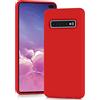 YATWIN Compatibile con Cover Samsung Galaxy S10 Plus 6,4'' + 1 Pezzi Vetro Temperato, Cover Samsung S10 Plus Case Silicone Liquido, Protezione Completa del Corpo con Fodera in Microfibra, Rosso