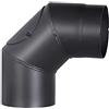 FIREFIX R150/BT - Tubo per stufa, in acciaio spesso 2 mm, diametro 150 mm, per stufe e focolari, Senotherm, nero, 90 gradi, con porta di pulizia