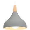 iDEGU Lampada a Sospensione Retrò LED Lampada a Soffitto in Legna Metallo Moderna Lampadario a Forma di Goccia Stile Scandinavo Plafoniera per Soggiorno Sala Da Pranzo Camera, 20 cm (Grigio, 1 Pezzo)