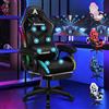 ALFORDSON Sedia Gaming Massaggiante con Luci LED,Sedia Ergonomica Gamer per Ufficio Domestico,Poltrona Scrivania con Poggiapiedi,Schienale Regolabile 90-150°,Portata 180KG, Similpelle(Nera)