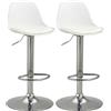HOMCOM Set 2 Sgabelli Cucina Design Girevoli con Schienale in Similpelle, Sgabelli Bar Design con Poggiapiedi e Altezza Regolabile,Bianco| Aosom Italy
