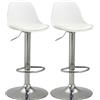 HOMCOM Set 2 Sgabelli da Bar Girevoli con Schienale, Poggiapiedi e Altezza Regolabile, 40x42x82-104cm, Bianco