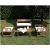 Cosma Salotto in legno di acacia marrone: tavolino, divano e poltrone con cuscini bianchi mod. Bali